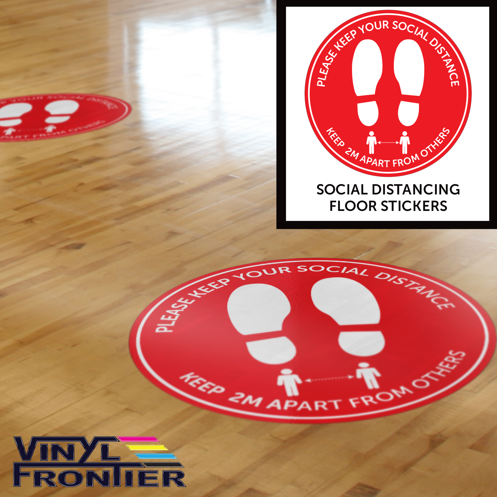 Social Distancing Floor Stickers Markers Vinyl Frontier